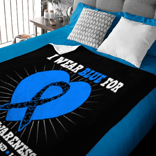I Wear Blue For Autism Awareness - Accept Baby Blankets