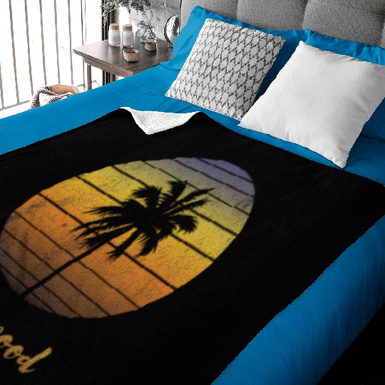 Retro Souvenir Hollywood California Sunset Baby Blankets