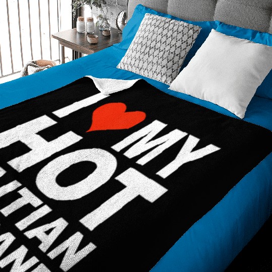 I Love My Hot Haitian Husband Wife Marriage Haiti Baby Blankets