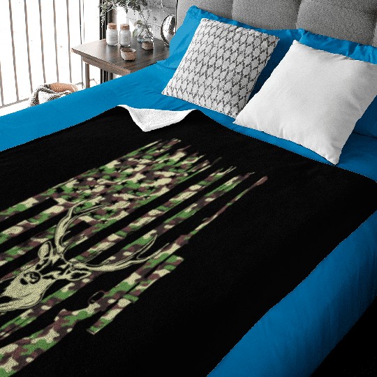 Deer Hunter Camouflage Flag Deer Head - Deer Hunti Baby Blankets