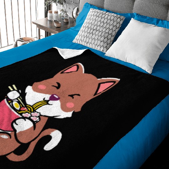 womens kawaii cat ramen anime neko teen boys girls Baby Blankets