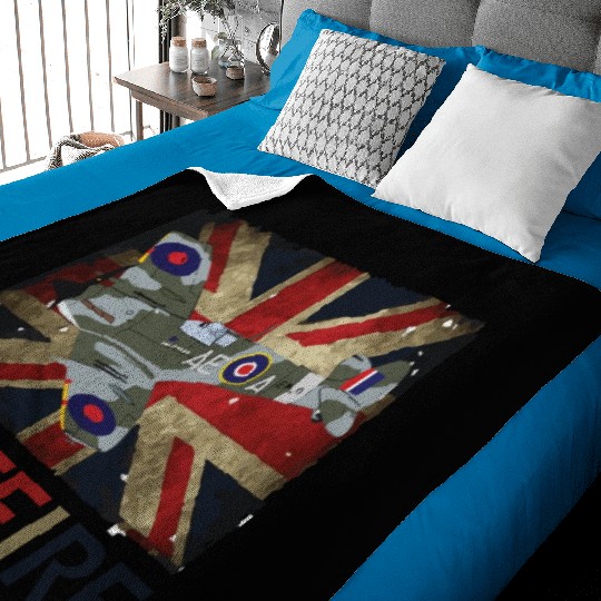 Spitfire WW2 Fighter Aircraft Airplane Union Jack Baby Blankets