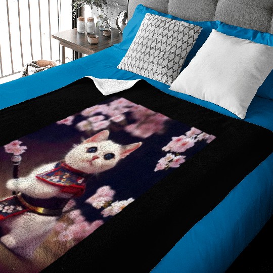 Samurai Cat Baby Blankets