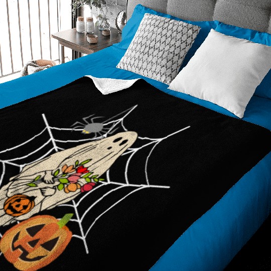 Halloween Costume Floral Ghost Pumpkin SpiderWeb Baby Blankets