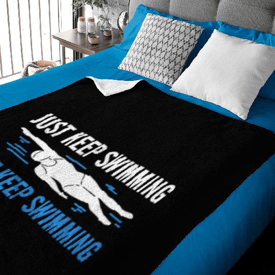 Swimmer Swim Just Keep Swimming Baby Blankets