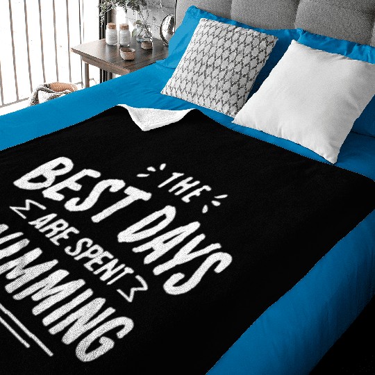 The Best Days Are Spent Swimming Summer Swimmer Baby Blankets