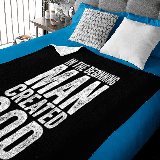 Atheism Man created God funny Atheist Baby Blankets