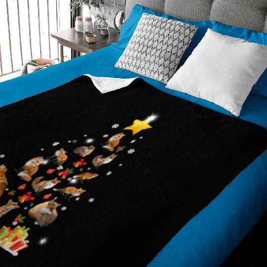 Fox Christmas Tree Fox Xmas Funny Gift Baby Blankets