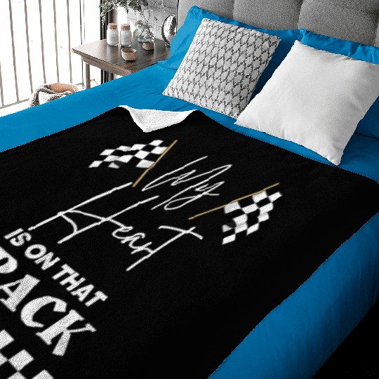Vintage Cute My Heart Is On That Track Drag Racing Baby Blankets