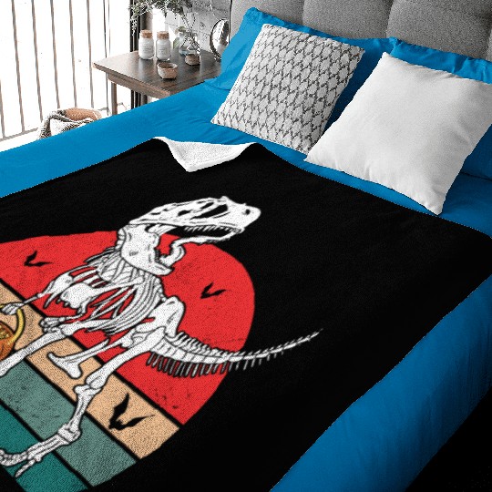 Halloween Boys Dinosaur Skeleton T rex Scary Pumpk Baby Blankets