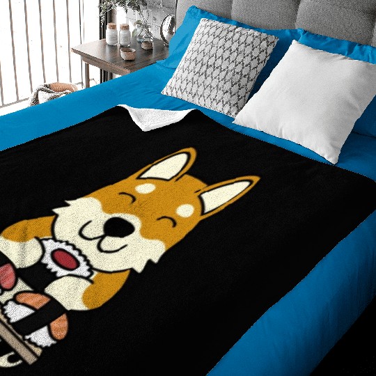 Sushi Lover Shiba Inu Baby Blankets