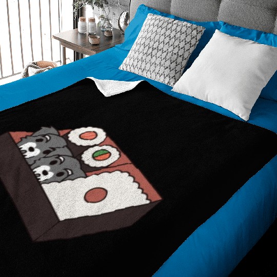 Sushi Bento Box Schnauzer Baby Blankets