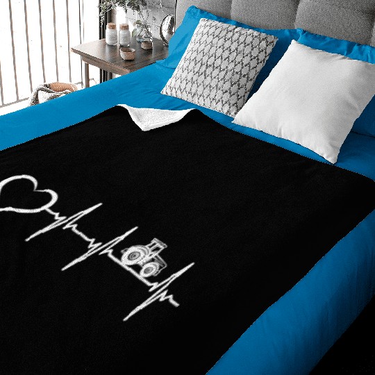 Tractor Heartbeat Farm Agriculture Farming Farmer Baby Blankets