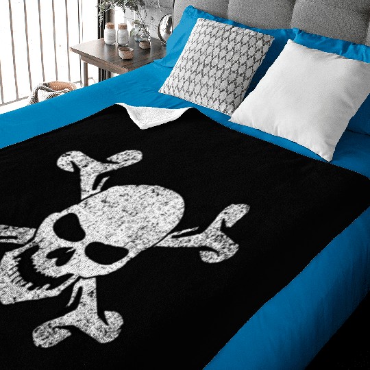Plain Vintage Skull And Crossbones Baby Blankets