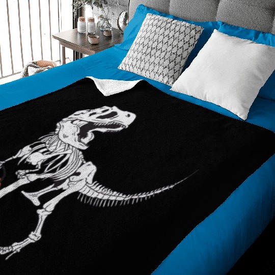 Skeleton T Rex & Pumpkin - Halloween Baby Blankets