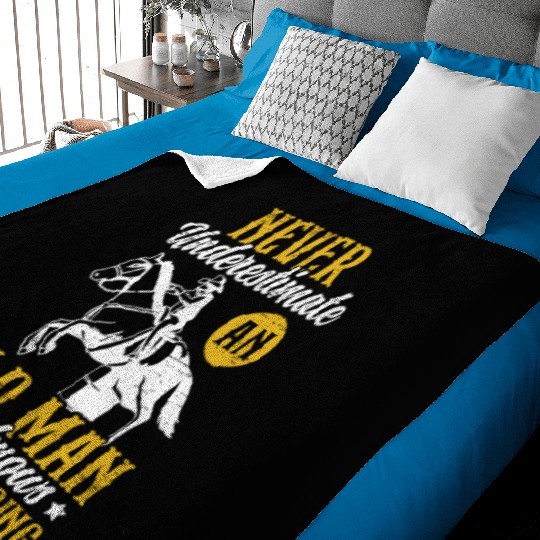 Old Man Barrel Racing Rodeo Equestrian Horse Baby Blankets