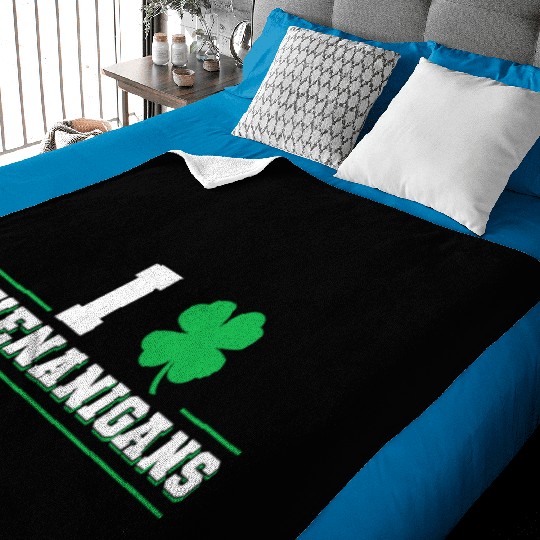 I Love Shenanigans Shamrock Irish Saint Paddy's Baby Blankets