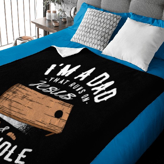 A Dad That Runs On Jesus And Cornhole Christian Baby Blankets