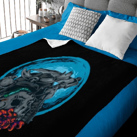 Death Skull Samurai Warrior Arrow Bug Moon Flowers Baby Blankets