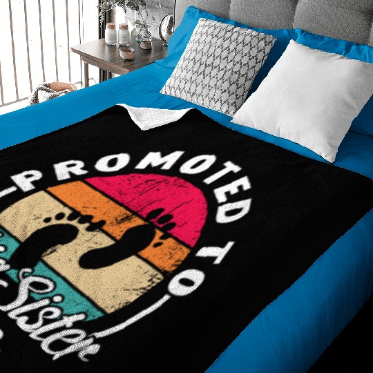 Promoted To Big Sister 2022 Retro Vintage Baby Blankets