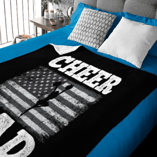 Cheer Dad American Flag Vintage Funny Cheerleader Baby Blankets