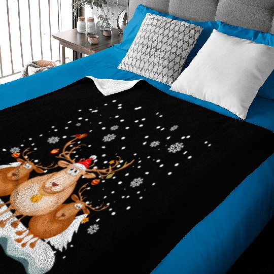 Funny Reindeer Red Nose Santa Snowflake Baby Blankets