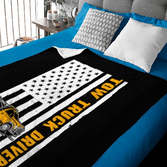 US Flag Tow Truck Driver Baby Blankets