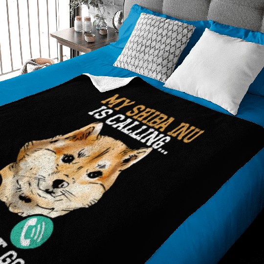 My Shiba Inu Is Calling And I Must Go Japanese Dog Baby Blankets