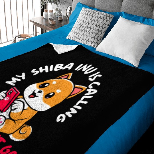 My Shiba Inu Is Calling And I Must Go Japanese Dog Baby Blankets