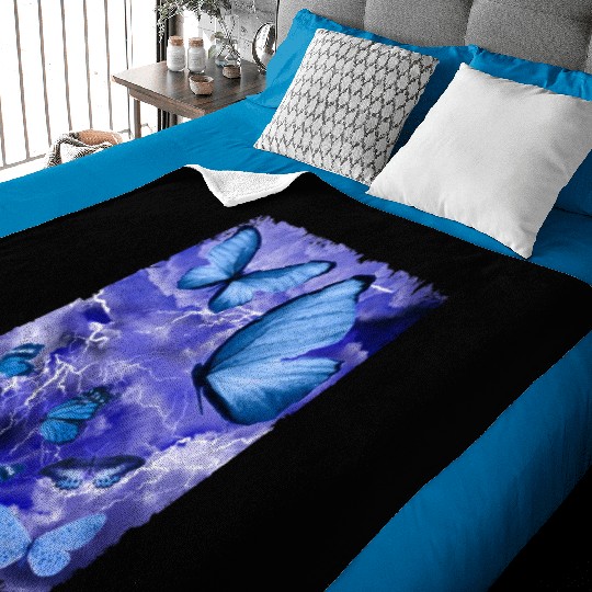 Blue Butterflies Lightning Butterfly Lover Baby Blankets