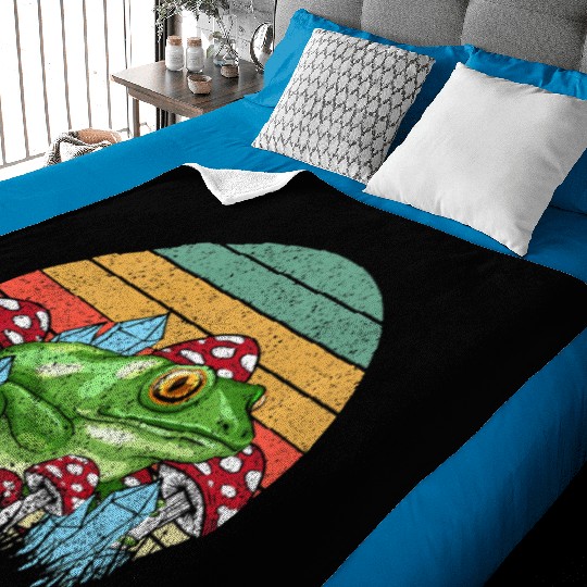 Retro Realistic Toad Frog Mushrooms Baby Blankets