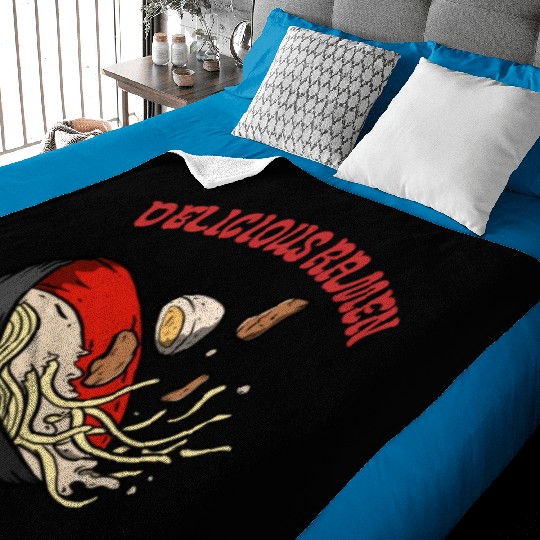 Ramen Mushroom Crossword-japanese noodles Baby Blankets