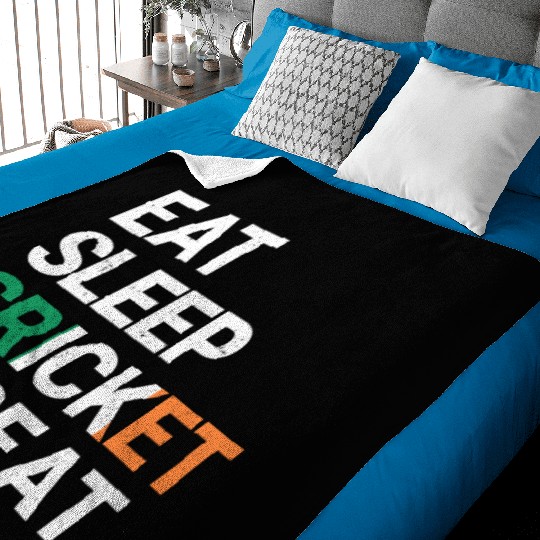 Eat Sleep Cricket Repeat Ireland Flag Sports Gift Baby Blankets