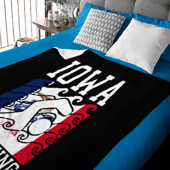 Iowa Flag Swimming Team Swim Swimmer US State Baby Blankets