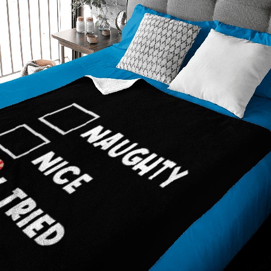 Candy Cane Naughty, Nice, I Tried Checklist Baby Blankets