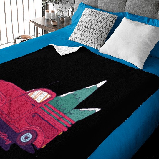 Red Merry Christmas Vintage Red Santa Truck*T Baby Blankets