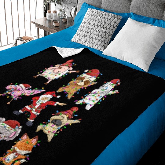 Dabbing Santa Animal Friends Christmas Kids Boys Baby Blankets