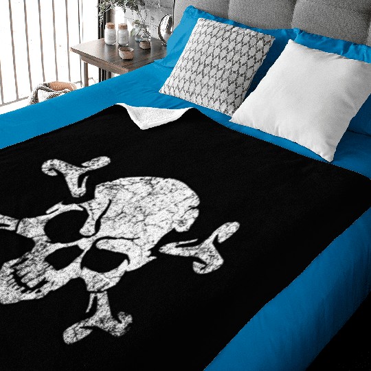 Grunge Pirate Skull And Crossbones Baby Blankets