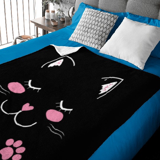 Adorable cat face Baby Blankets
