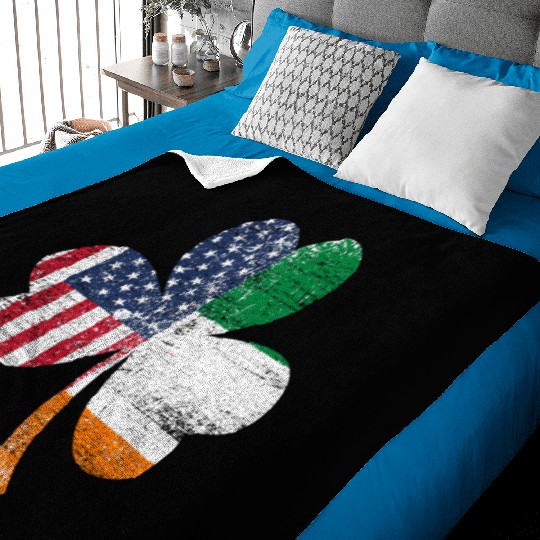Shamrock Usa Flag Irish Ireland Baby Blankets