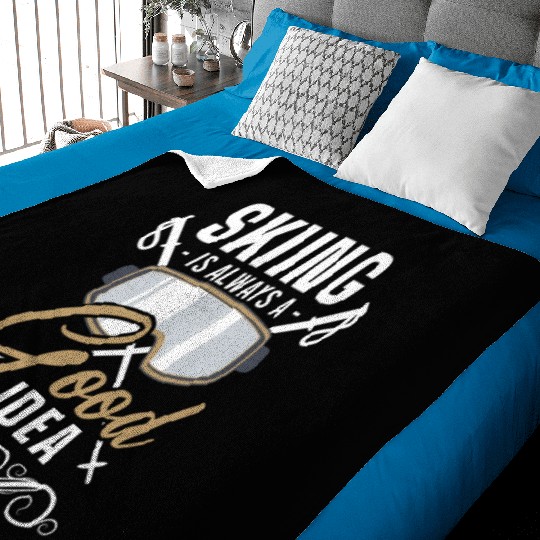 Winter Sports Alps Mountains Skis Baby Blankets