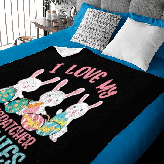 I Love My Dispatcher Bunnies Rabbit Lover Easter Baby Blankets
