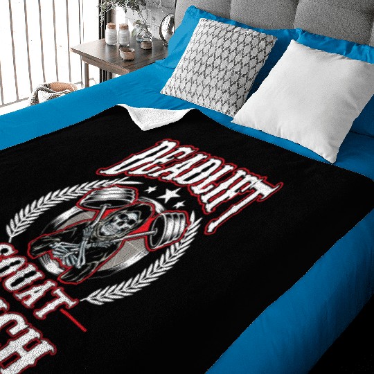 Gym Workout Squat Bench Deadlift Grim Reaper Baby Blankets