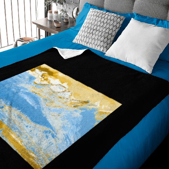 Golden Blue Mountain Lake Baby Blankets