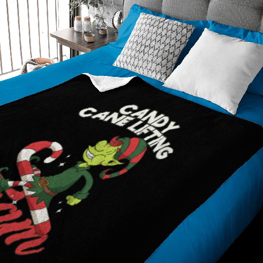 Candy Cane Candy Cane Lifting Team Elf Baby Blankets