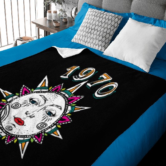 1970 Sun Face Baby Blankets