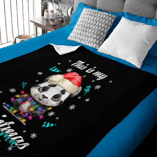 Winter Christmas Pyjama Panda Baby Blankets