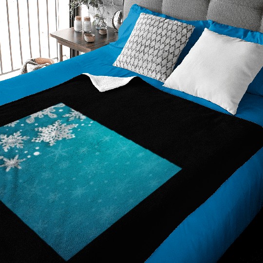 Elegant Christmas Snowflakes Pattern Teal Baby Blankets