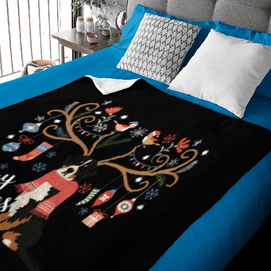 Bernese Mountain Dog Christmas Baby Blankets