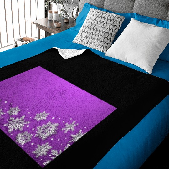 Modern Snowflakes Purple Baby Blankets